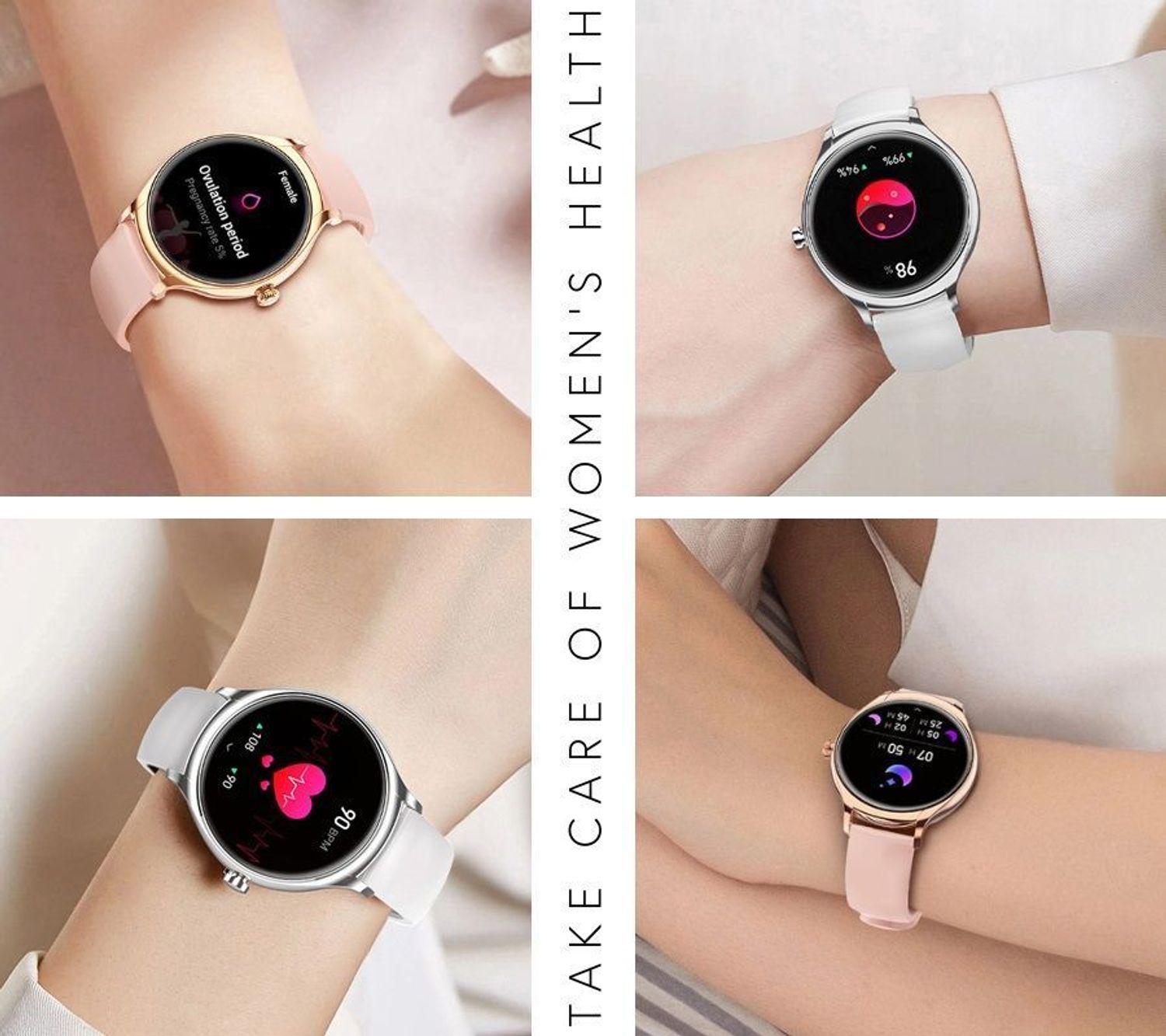 Smartwatch damski z rozmowami Rubicon RNCF13 różowe złoto.  Zegarek damski Smartwatch. Zegarek Rubicon z rozmowami dla kobiety na prezent. Smartwatch damski z bransoletą i paskiem. Smartwatch Rubicon damski.jpg